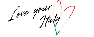 logo of love your italy with a heart in italian colors