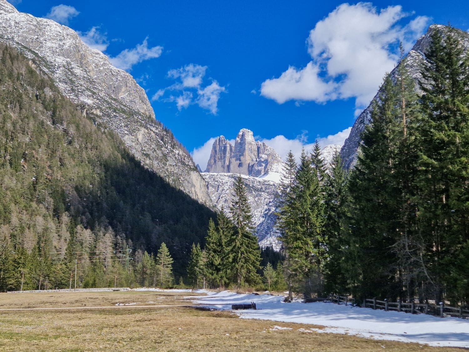 tre cime di lavaredo from a viewpoint in the dolomites