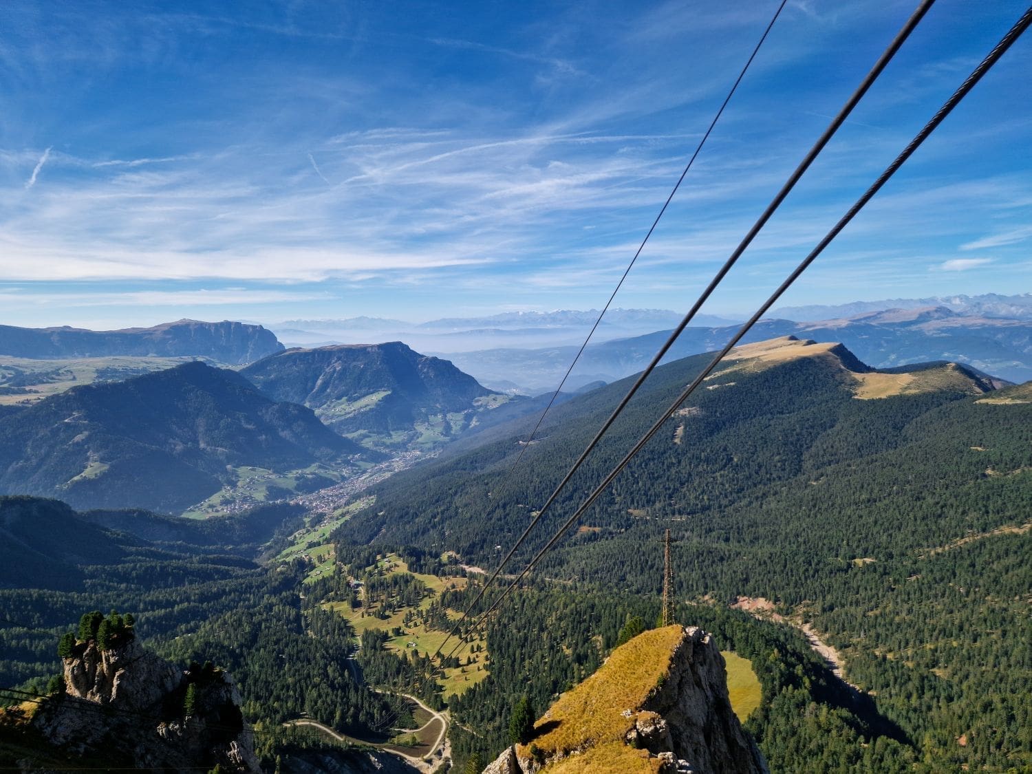 view of val gardena from a cable car