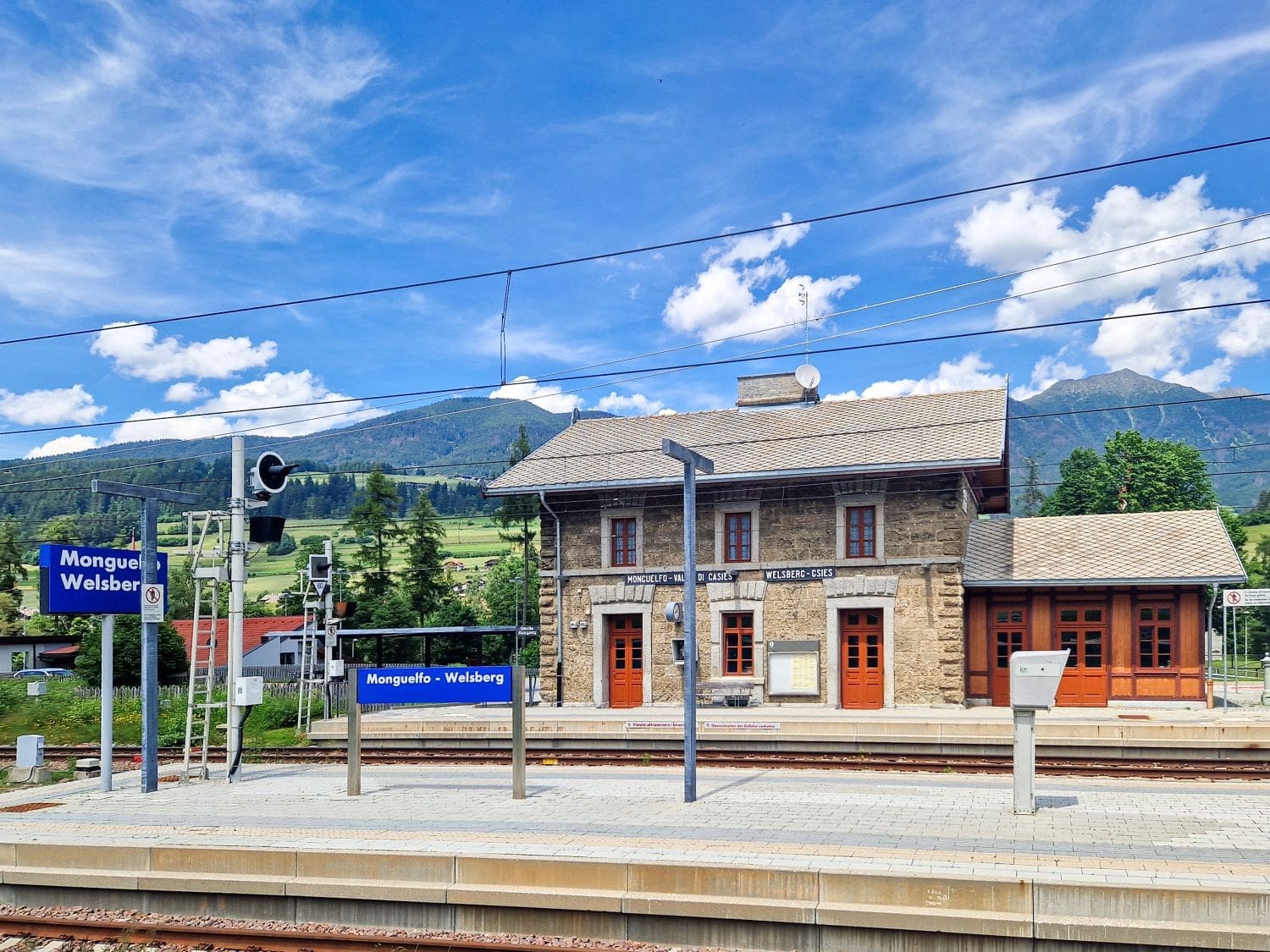 a train station near dobbiaco in dolomites monguelfo welsberg