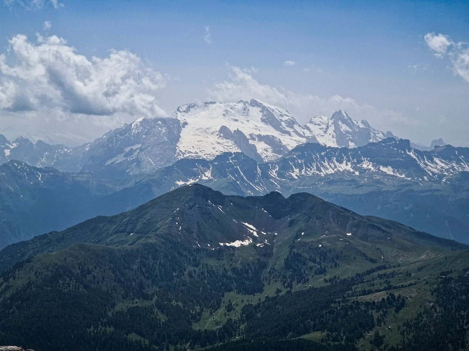 marmolada glacier as seen from lagazuoi mountain in the dolomites