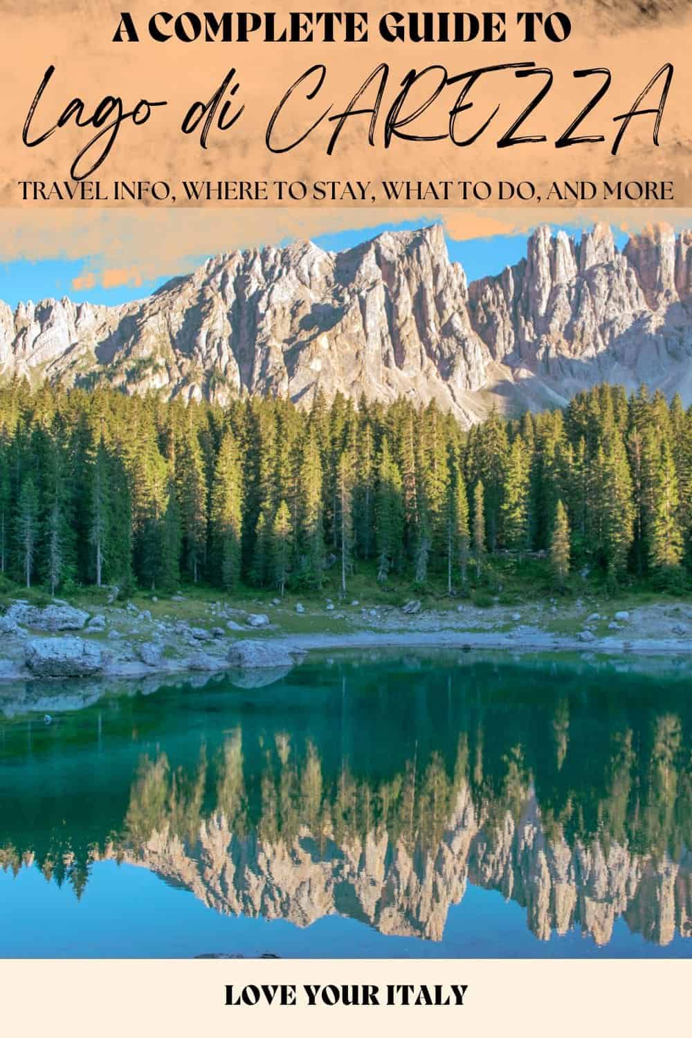 Lake Carezza in the Dolomites guide | Lago di Carezza or the Rainbow lake - all the info you need! How to get there, what to do, where to stay, where to eat, and more | lake carezza italy | lago di carezza inverno | lago di carezza estate | lago di carezza aesthetic