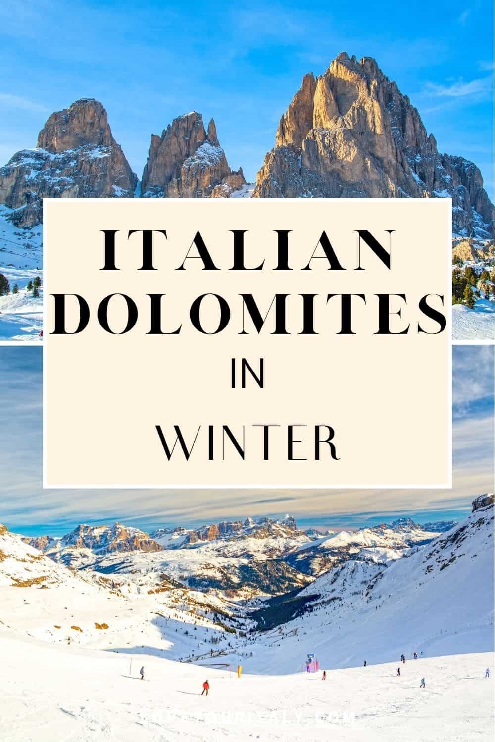 Italian Dolomites in Winter | winter is a magical time to visit the Dolomites. Learn what you need to know to have a safe visit, where to stay, what to do, and more! Winter in Dolomites Italy | Dolomites winter photo | dolomites winter outfit | dolomites winter ski | dolomites winter hotel
