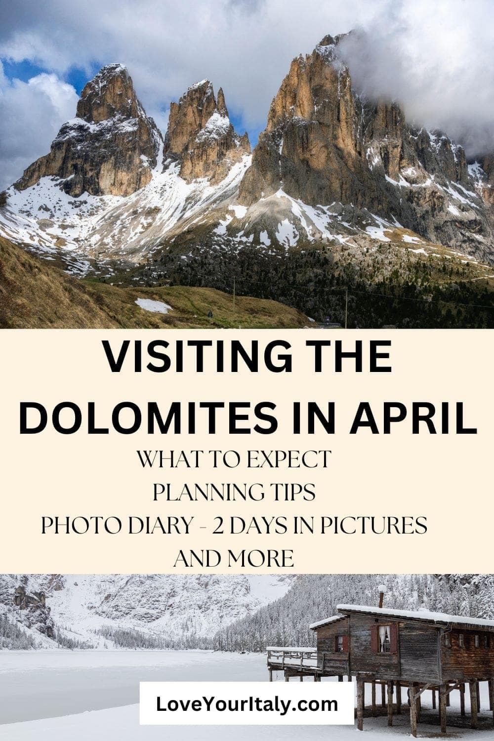 Dolomites, Italy in April | Are you thinking of going to the Dolomites in April? Learn all you need to know for planning: can you hike in April? Where to stay? How to get around? And so much more! | April in dolomites | dolomites travel | dolomites italy apres ski